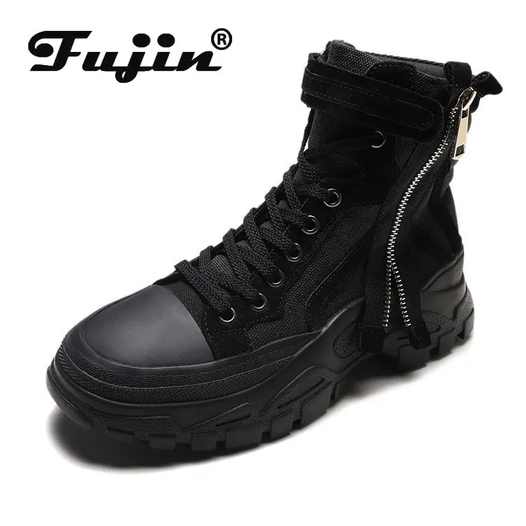 

Fujin High Top Women Shoes Sneakers for Female Autumn Spring Platform Boots Ankle Booties Zip Buckle Breathable High Quality