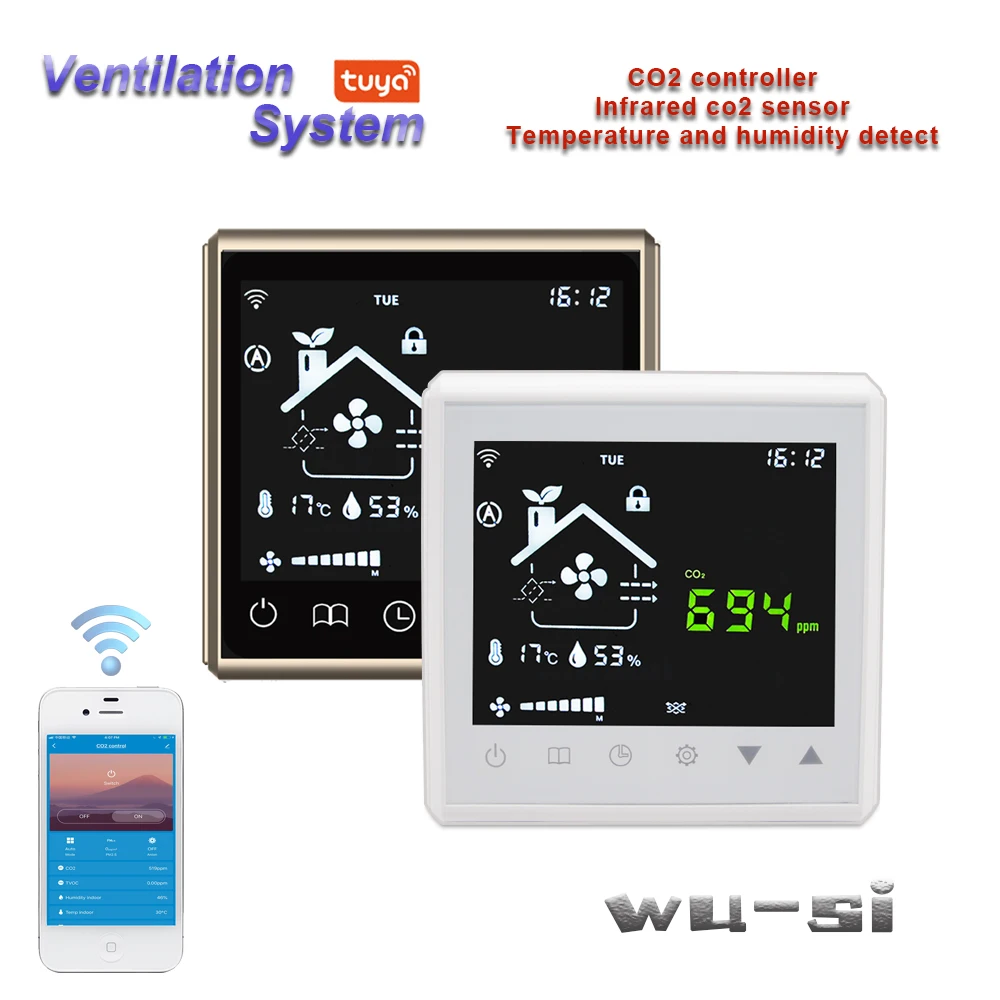 Indoor ventilation control system CO2 monitoring controller with WiFi&RS485 remote control Gas