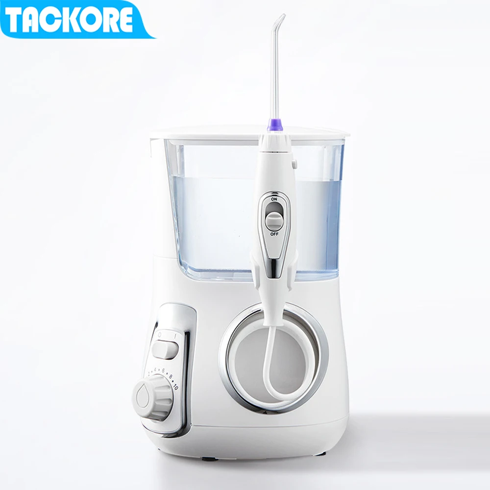 

Tackore Oral Irrigator 5pcs Tips Flosser Electric Cleaner Dental Water Jet 800ML Water Flossing Teeth Cleaner