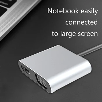 

4 in 1 Type C to HD Multimedia Interface VGA USB Converter Cable Mirror Extend Display Type C Audio Video Adapter