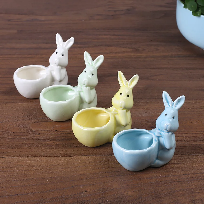 

Creative Ceramic Flowerpot Garden Decoration Bunny Thumb Flower Pot Ceramic Potted Vase White Plant Pots Office Decor