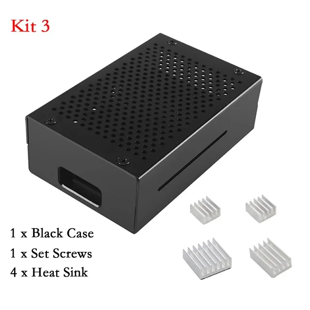 Raspberry Pi 4 Алюминиевый Чехол Raspberry Pi 4B корпус коробки 3A блок питания зарядное устройство радиатор радиатора для Raspberry Pi 4 Модель B - Цвет: Kit 3