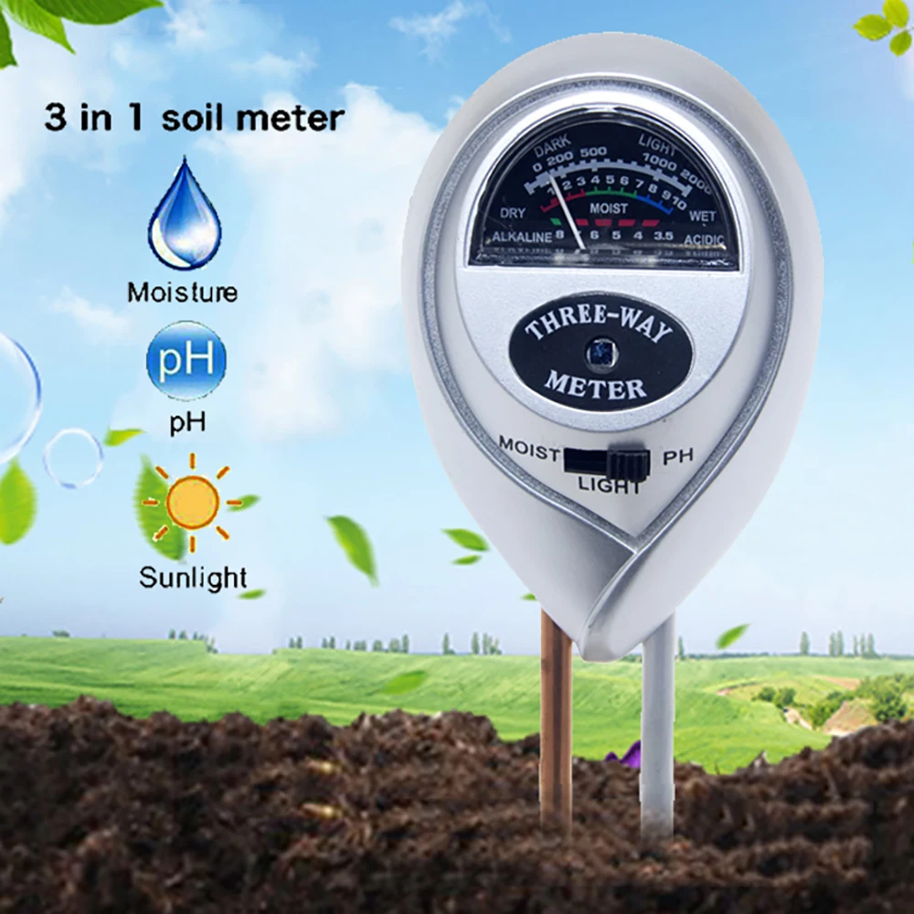 3 in 1 Soil PH Meter Sunlight Tester Garden Flowers Moisture Sensor Plants Acidity Humidity Monitor Detector | Инструменты
