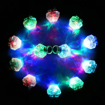 

12Pcs Set Kit LED Flashing Big Faux Gem Finger Rings Toy Concert Bar KTV Party Favors Fun Toys Gifts for Children