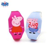 Новинка, часы с рисунком Свинки Пеппы, детские электронные часы, Светодиодный светящийся ремешок из ПВХ, детский подарок на день рождения