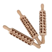 Помадка торт тесто Скалка валик деревянные инструменты для приготовления печенья печенье тиснение гаджеты Белка Собака пигти узор антипригарный