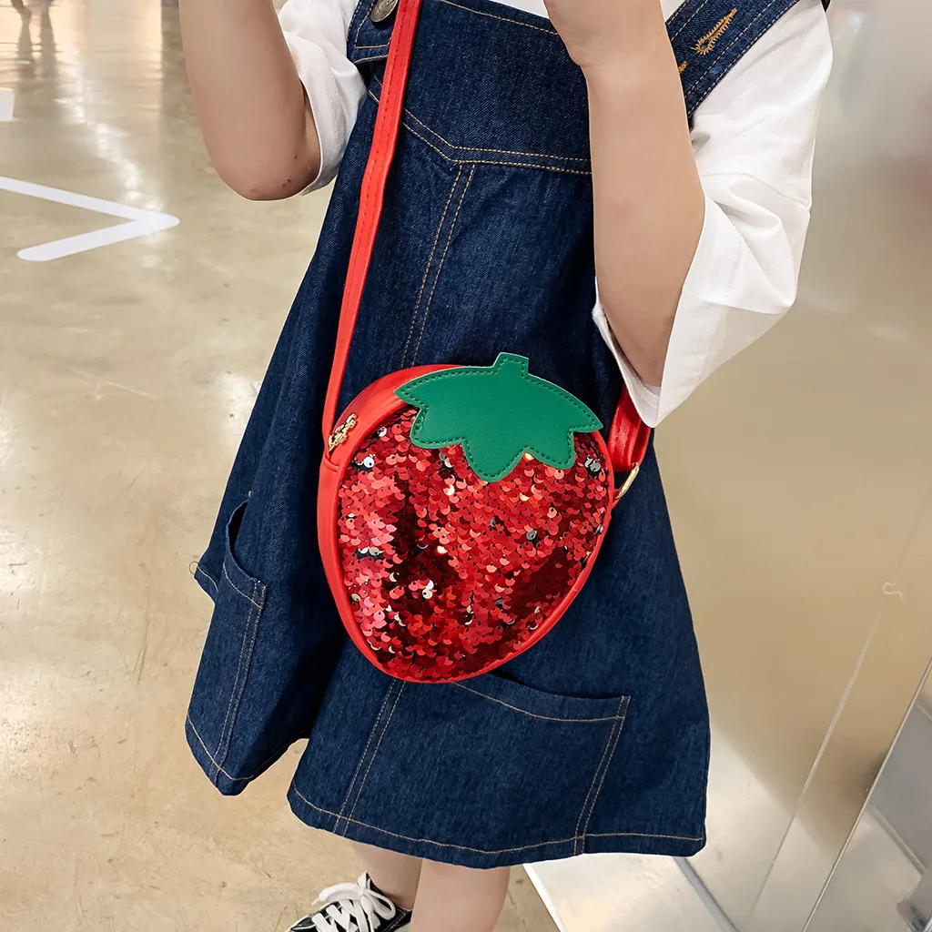 MAIOUMY/Детская сумка через плечо с блестками и фруктами; детская милая сумка с блестками и фруктами; сумка-мессенджер на плечо; Кошелек для монет для детей