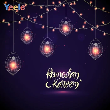 

Mosque Ramadan Kareem Eid Mubarak Muslim Church Islam Light Moon Hanging Pattern Star Backdrop Vinyl Photography Background