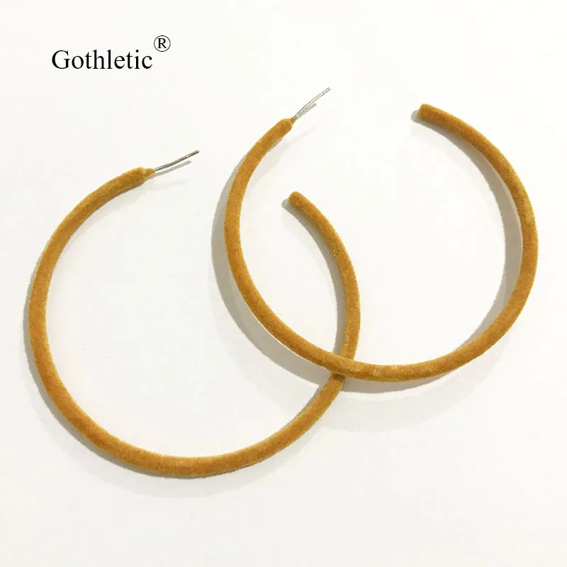 Gothletic 2 5X60 мм горчичные бархатные серьги кольца флокированные круглые для женщин