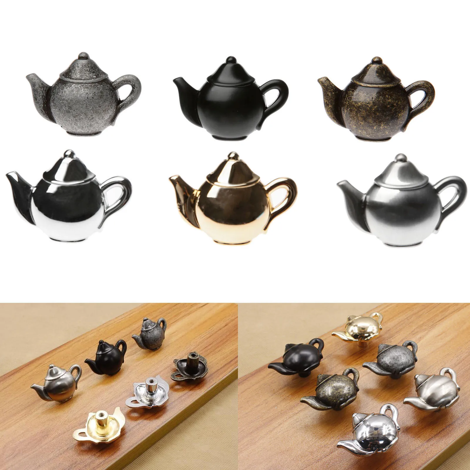 Furniture Knobs Mechanical Equipment Handles Teapot Antique Furniture Handle Zinc Alloy Drawer Door Knobs 1pc