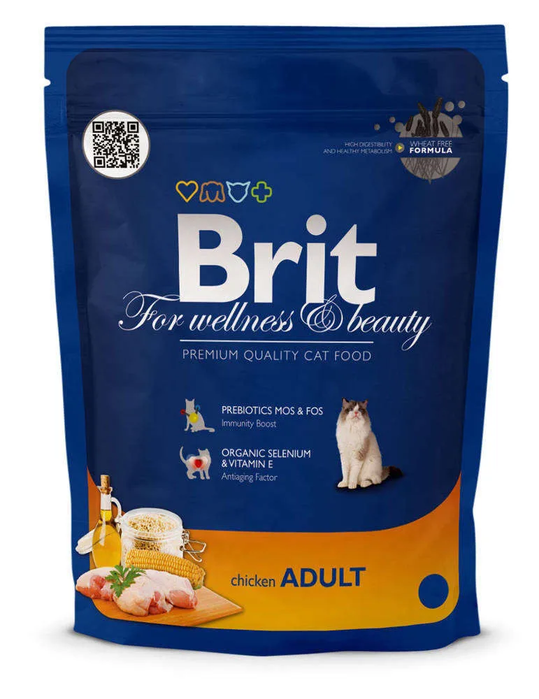 Корм для взрослых кошек с курицей Brit Premium, 800 г
