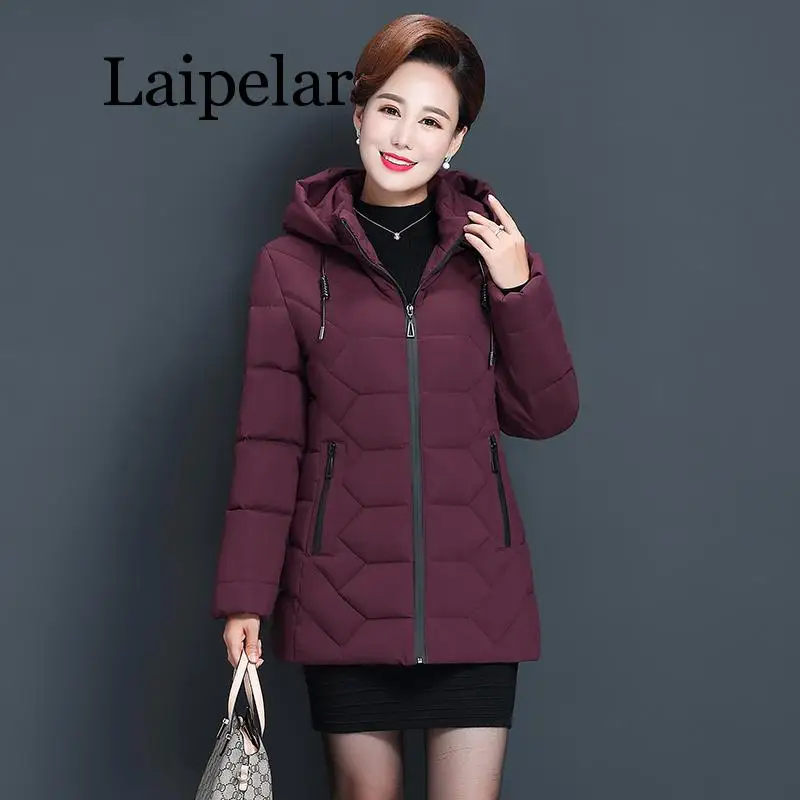 

Plus Size 5XL Middle-aged Women Winter Short Jacket 2019 Hooded Cotton Coat Women Thick Casual Mother Winter Jacket Women Parka