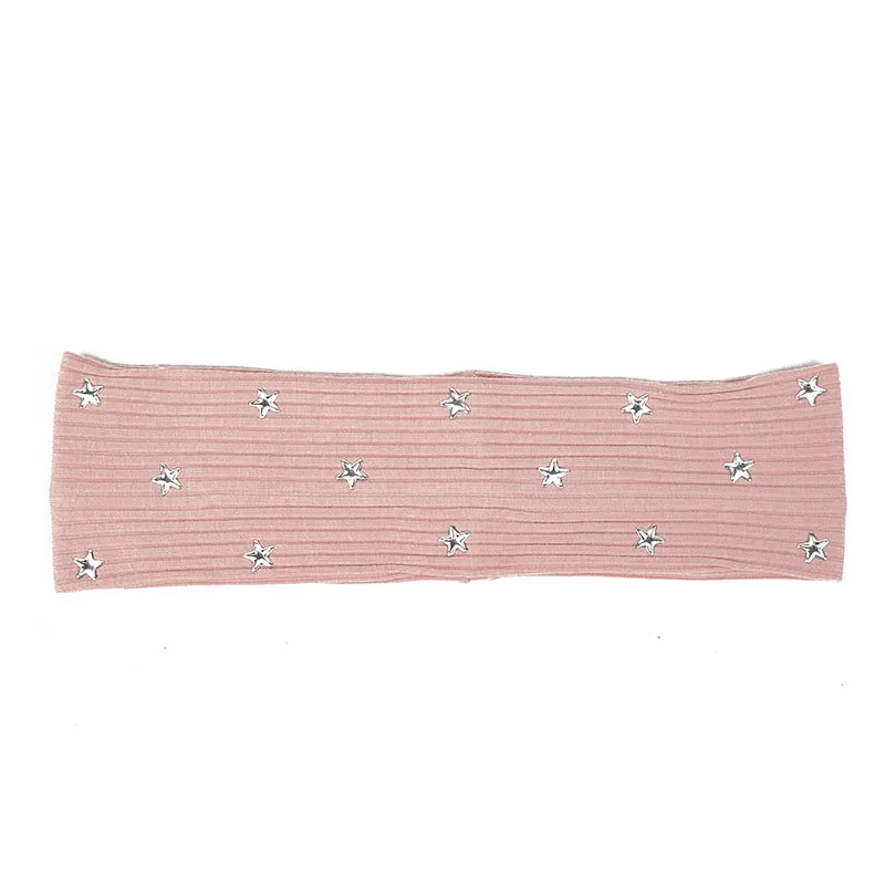 Silver Pink Geebro Повседневная Популярная женская хлопковая обруч со звездой мягкая ребристая головной убор-лента для волос аксессуары для женщин Подарки для девочек на день рождения - Цвет: Silver Pink