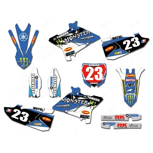 Для YAMAHA YZ125 YZ250- Новые полные графические наклейки на заказ имя номера глянцевые яркие наклейки водонепроницаемые - Цвет: B