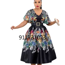  African Dresses for Women Summer New 2022 African Women Short Sleeve Printing Polyester Dress African Print Dresses 