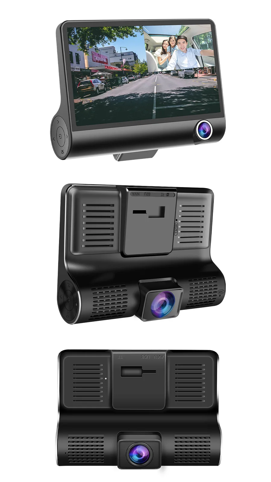 E-ACE B28 Видеорегистраторы для автомобилей 4 дюймовый Dash Камера 3 Камера s объектив с зеркалом заднего вида Камера видео Регистраторы авторегистратор Dash Cam Двойной объектив камеры dvr