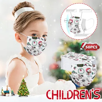 

50pcs Christmas Disposable Face Mask for Kids Masks Protection 50 pcs 3 ply Disposable Face Mask Cotton Protective Kids Scarf