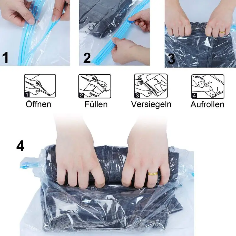 Juego de 10 unidades de bolsas al vac/ío transparentes de Leefrei juego completo con 2 tama/ños distintos bolsas de almacenamiento bolsas al vac/ío para viajes para cerrar a mano