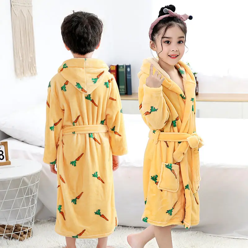 Hooded bg09b Новое поступление, фланелевый банный халат для мальчиков и девочек, банный халат с капюшоном и рисунком медведя, детские халаты, детская зимняя одежда для сна, От 4 до 14 лет - Цвет: Hooded bg09b