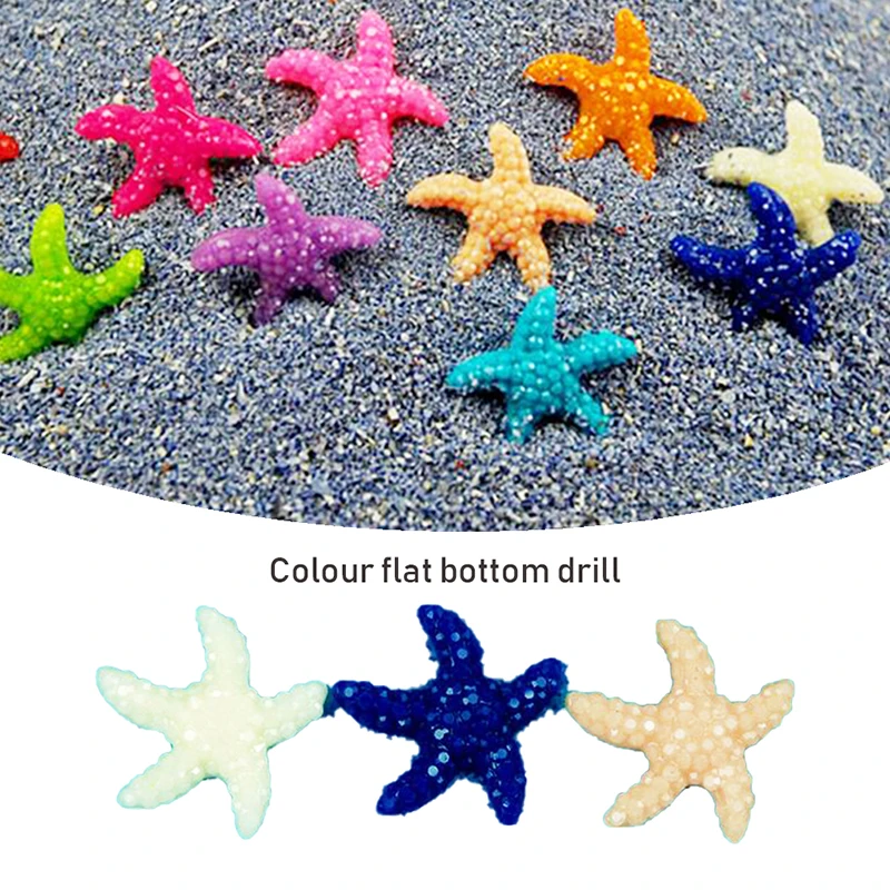 

New 10 Pcs Resin Cute Miniature Starfish Fish Tank Landscape Aquarium Ornaments Decor Special Small Starfish Flat-Bottomed Dril