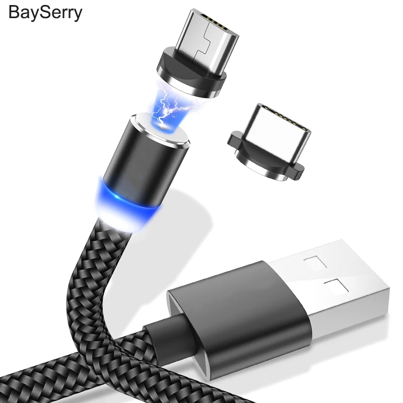 Магнитное зарядное устройство BaySerry 1 м кабель Micro USB Type-C магнитный для быстрой