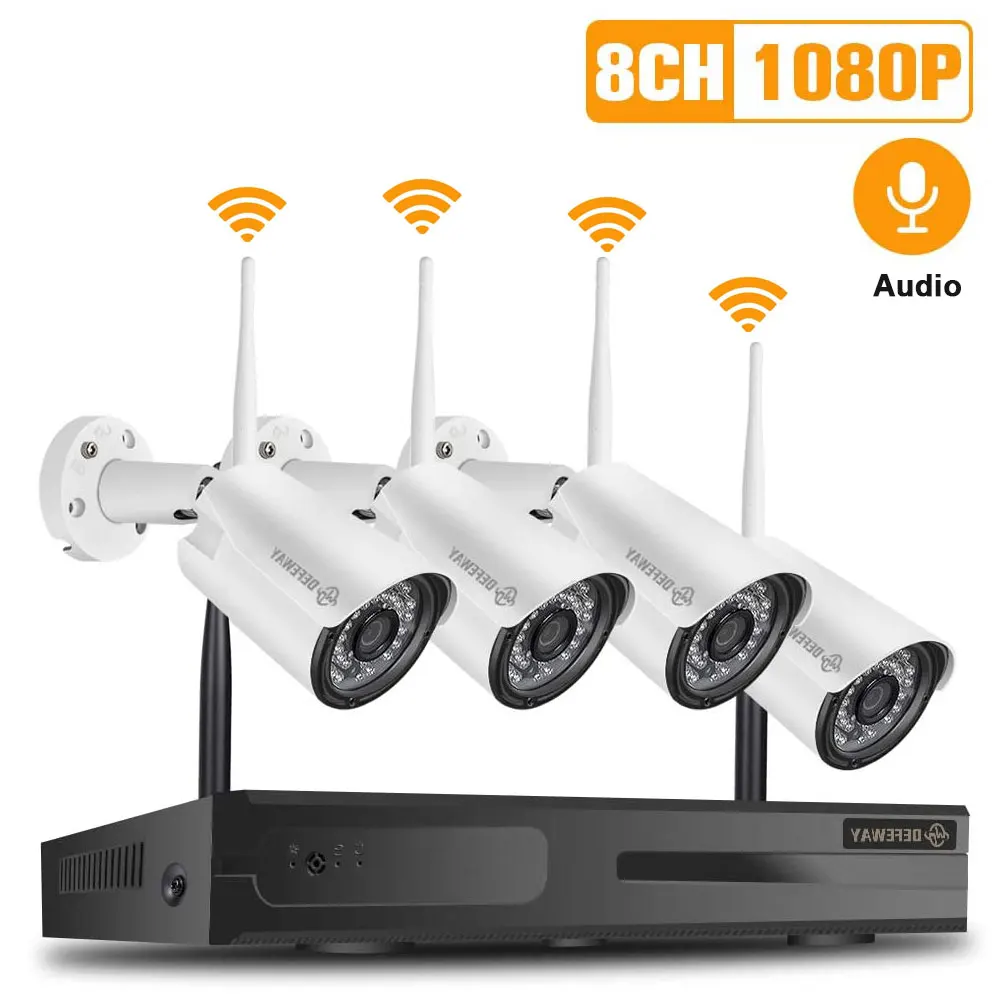 DEFEWAY H.265 + 4CH 1080P HD WiFi NVR 4 шт. 2.0MP ИК наружная CCTV Беспроводная IP камера безопасности P2P