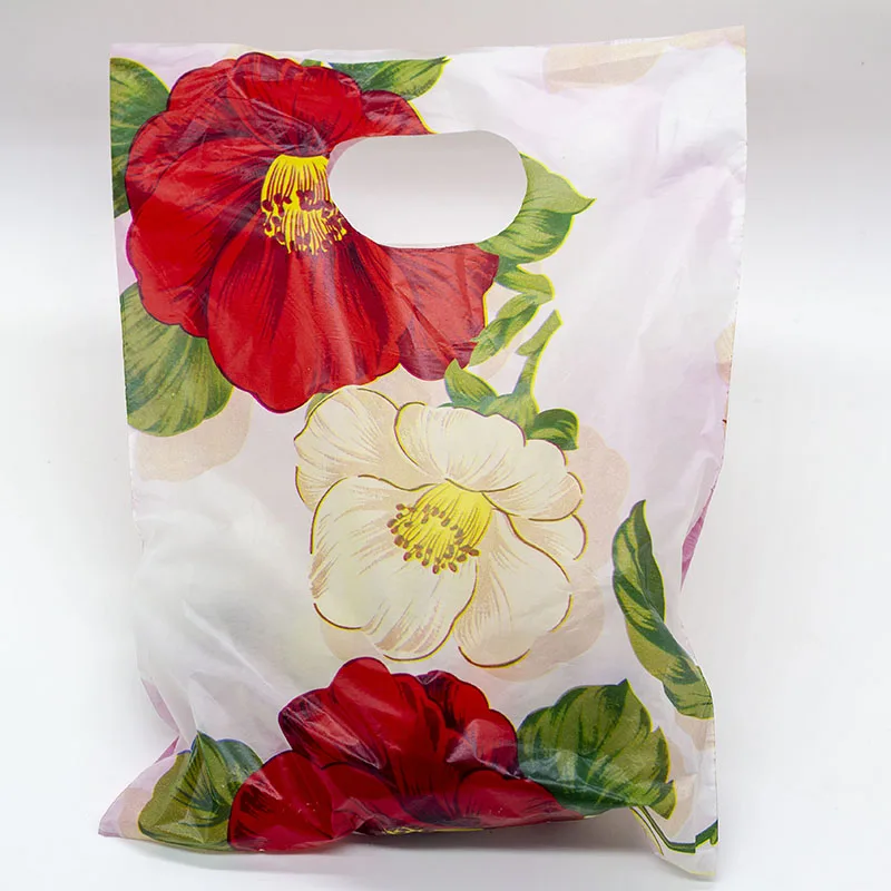 100 шт 15*20 см Красивая пластиковая подарочная упаковка для ювелирных изделий, сумки с ручками для бутиков - Цвет: 3