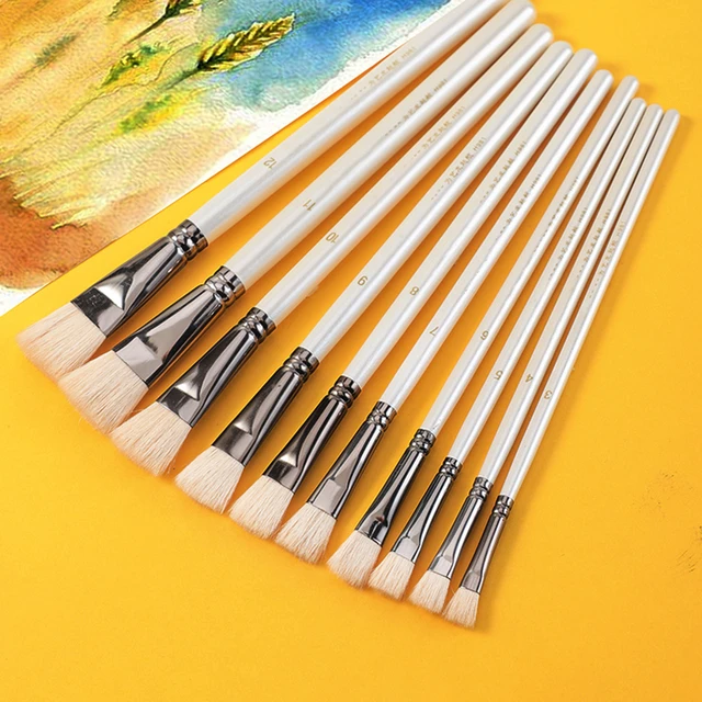 6Pcs Fan Brush for Painting Set Hog Bristle Hair Long Handle Professional  Artist for Acrylic Painting Oil Watercolor Painting - AliExpress