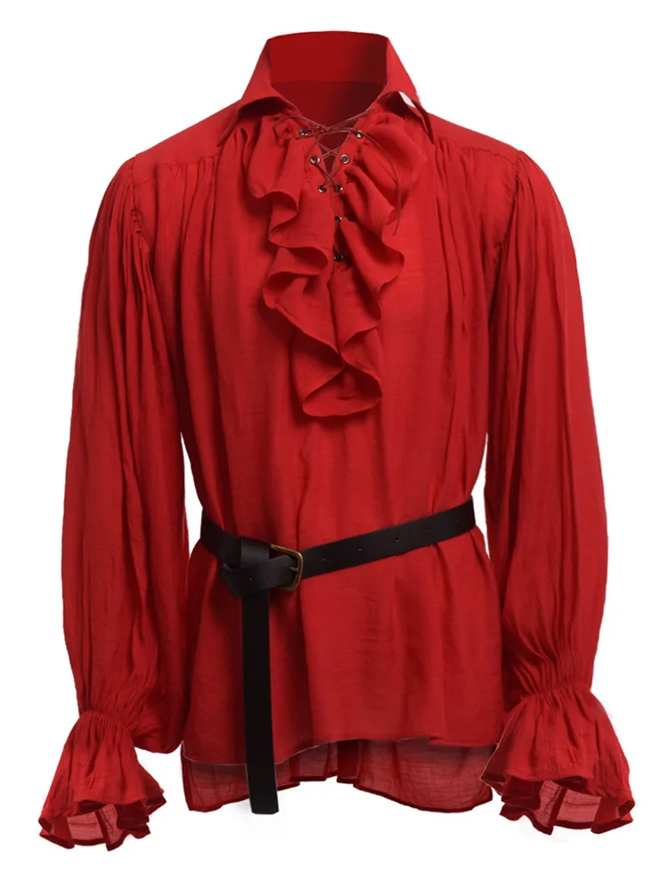 MJARTORIA для взрослых мужчин средневековая туника топ Ренессанс Жених пират Larp костюм рубашка с длинным рукавом Косплей Топ