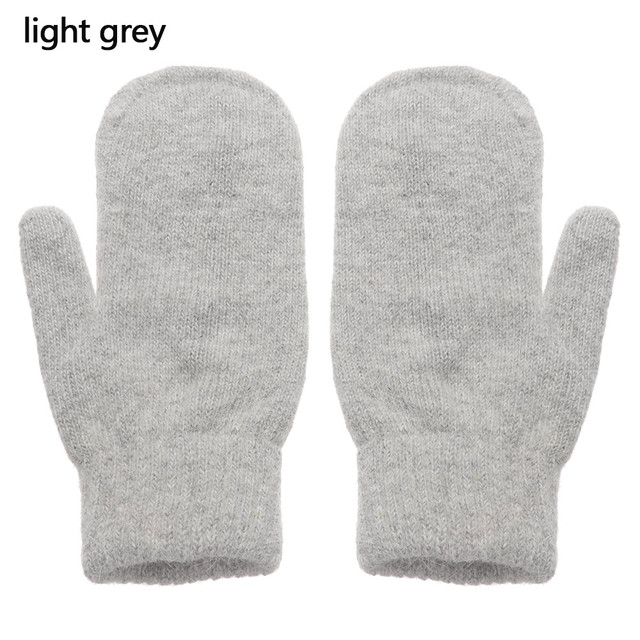 Double-layer Rabbit Hair Gloves Female Winter Korean Version of Solid Color All Fingers Winter Women Gloves Girls Mittens
