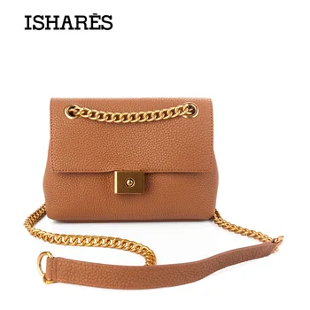 

2020 ISHARES genuine natural leather crossbody chain bags for women mini cute bag ladies cowhide leather fashion handbag IS7519
