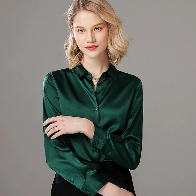 SuyaDream Silk Blouses Woman 19MM Heavy Silk Satin