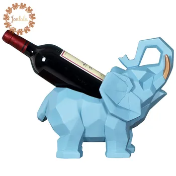 

1 Pair Home Creative Geometry Elephant Resin Wine Racks Creative Resin Elegant Elephant Manual Home Decorations Ornaments