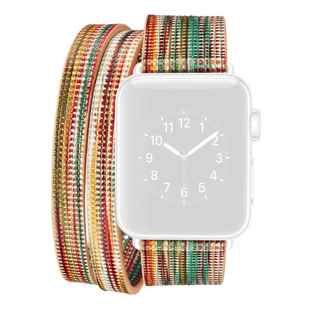 Смарт-часы аксессуары браслет для наручных часов Apple Watch серии 1/2/3/4 38/40 42/44 мм роскошный кожаный флэш-браслетный ремешок для часов браслет