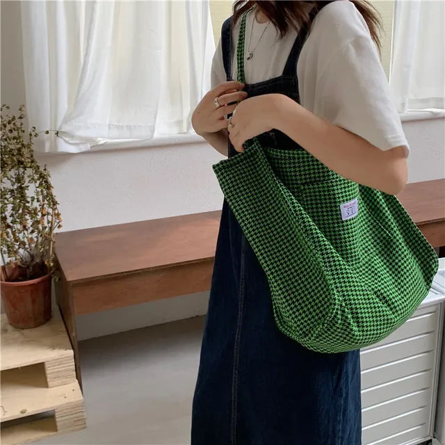 Houndstooth Pattern Tote Bag, Large Capacity Shoulder Bag, Versatile Handbag  For Commuter, Shopping - Temu