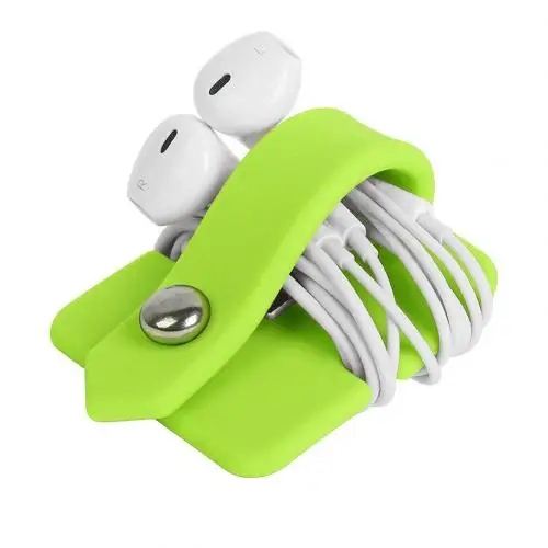 Экологичный силиконовый магнитный держатель для телефона, держатель для наушников, кабель, силиконовый шнур, органайзер для Iphone - Цвет: Зеленый