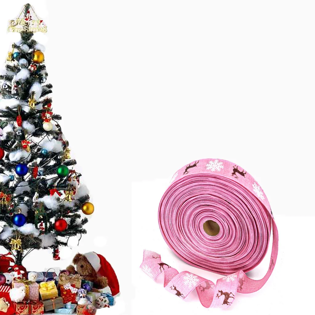 Рождественская хлопковая лента ручной работы с принтом хлопковые ленты для украшения Рождественская хлопковая лента для украшения дома новинка - Цвет: Pink
