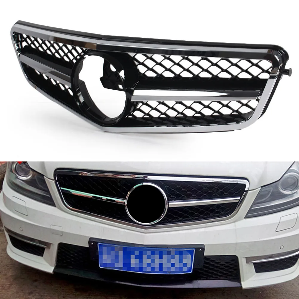 Car Front Grille Upper Grill 1-Pin For Mercedes Benz W204 C-Class C180 C200 C260 C63 2007 2008 2009 2010 2011 2012 2013 2014 ABS |