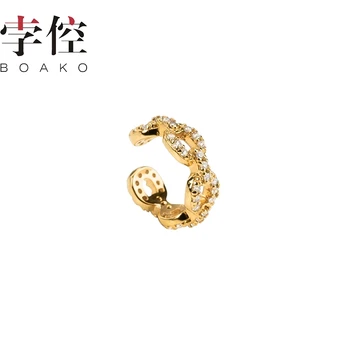 

BOAKO Twisted Double Diamond Stud Earrings 925 Sterling Silver Zircon Earrings For Women Jewelry Pendientes Gold Earrings Korean