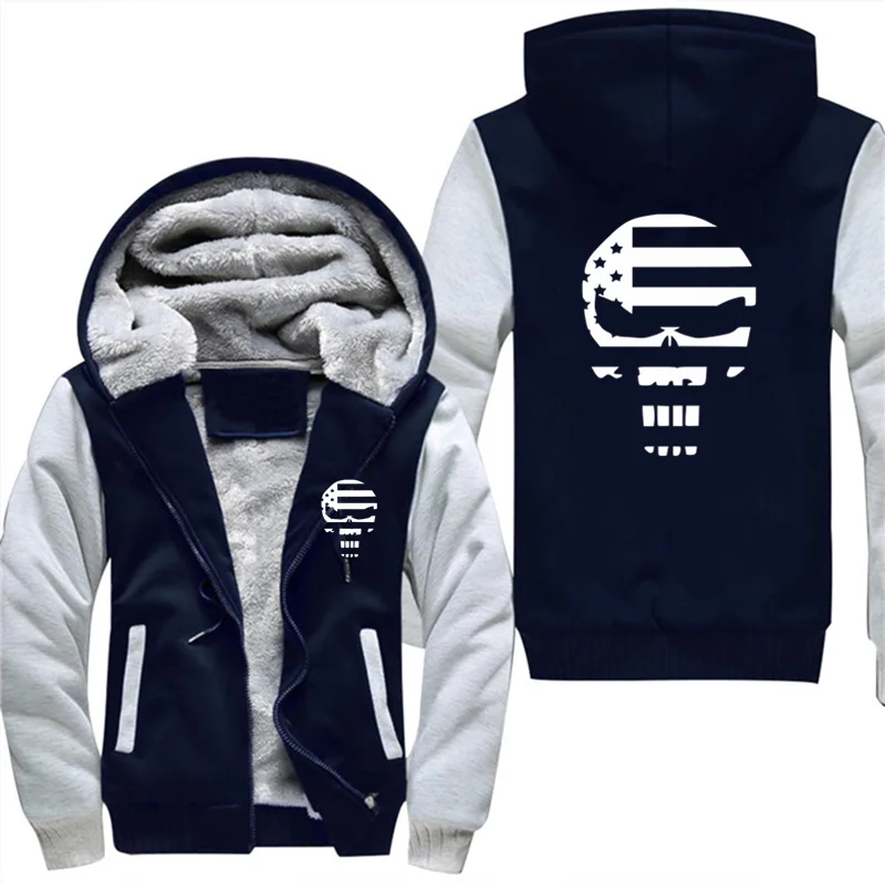 Punisher Thicken Hoodie Sport Zipper Sweatshirt Hooded Coat Fleece Jacket Gift 