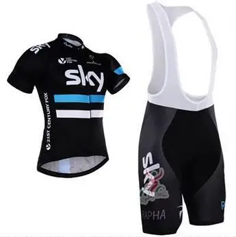 

New Style SKY Summer Short Sleeved Team Edition Jersey Tour De France Set Team Sky Suspender Pants Team Custom
