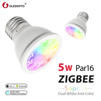 

rgb and dual white 5W E27 PAR16 bulb WW/CW spotlight 2700-6500K LED AC100-240V zigbee smart home work with echo plus AC