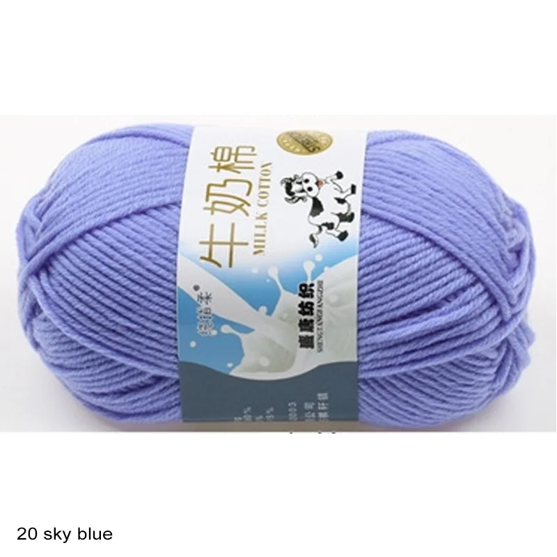 20 sky blue Ручные вязальные принадлежности вязальная пряжа молочного хлопка пряжа для вязания окрашенная вязальная пряжа гладкое молочное волокно - Цвет: 20 sky blue