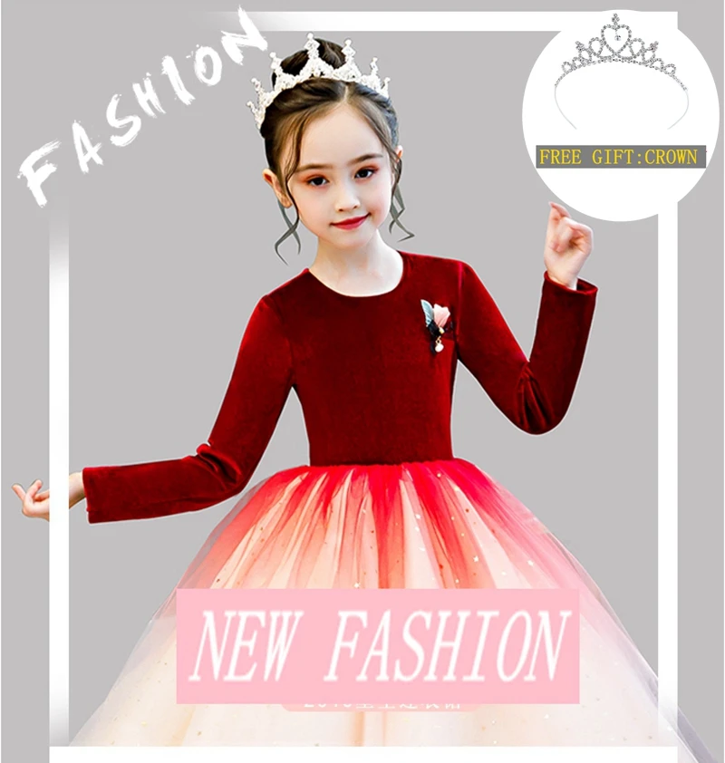 

2019 Princess Dress Fashion Style Dance Girls Teenage 2~14 years Lace Girl Dancing Dresses Birthday Wedding Party Gift
