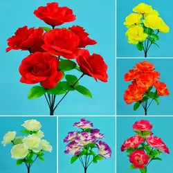 7 цветов, Новое поступление, 1 шт., Искусственный Китай, не выцветает, роза, дом, сад, сцены, свадебные цветочные офисы, композиция, настольный