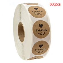 500 шт Наклейка «спасибо» крафт-этикетки Подарочная коробка бумажная наклейка этикетки печать для DIY ручного украшения подарочная карта/Подарочная коробка и т. Д