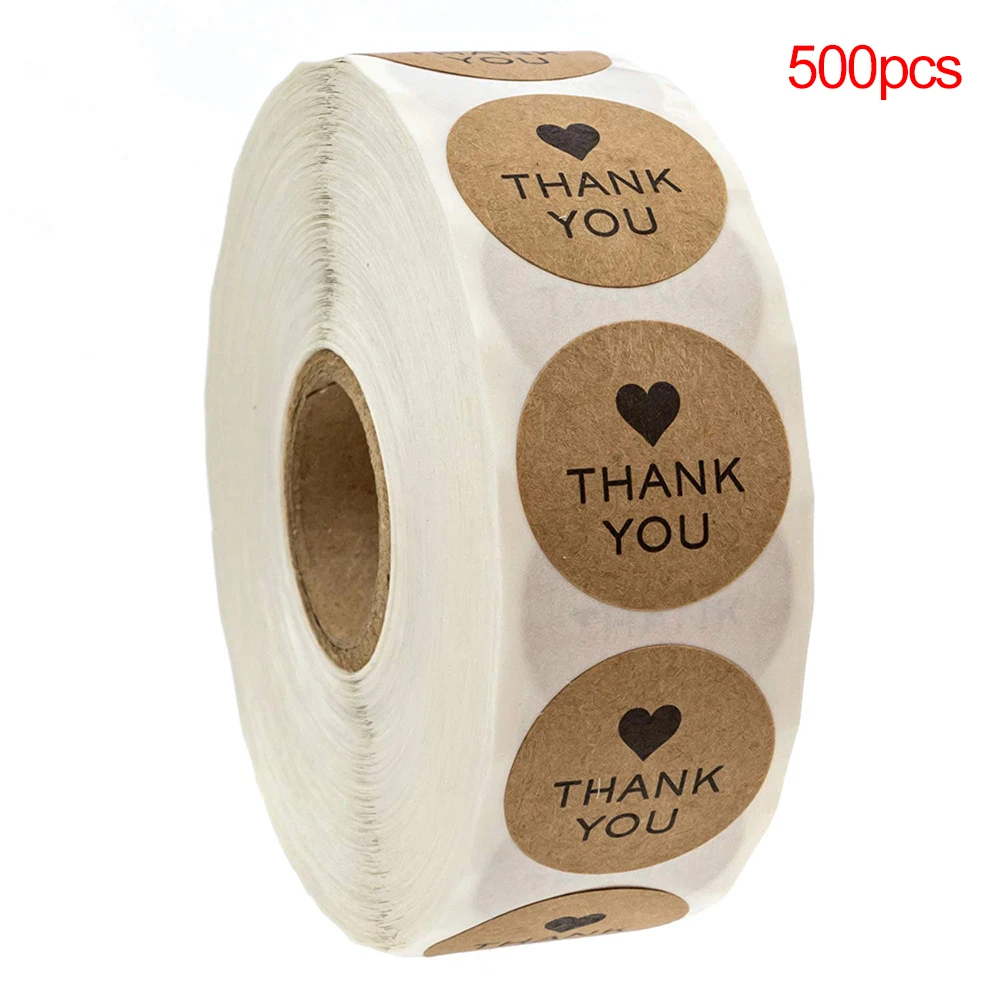 

500pcs THANK YOU Sticker Kraft Labels Gift Box Paper Sticker Labels Seal For DIY Manual Decoration Gift Card/Gift Box Etc