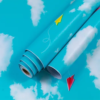 

Pink girl heart cartoon children's room decoration self adhesive waterproof wallpaper TV background wall paper Y16