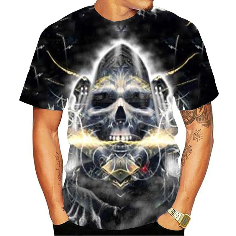 

Summer 2020 new mens t-shirt casual top classic 3D printed horror skull retro street style t-shirt fashion O-collar S-6XL