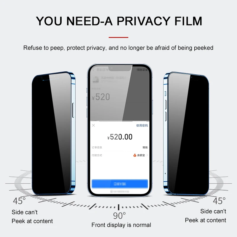 8K Privacy Protective Glass For iPhone 11 12 13 Pro Max XR XS Anti Spy Tempered Glass For iPhone 7 8 Plus Screen Protector Film
